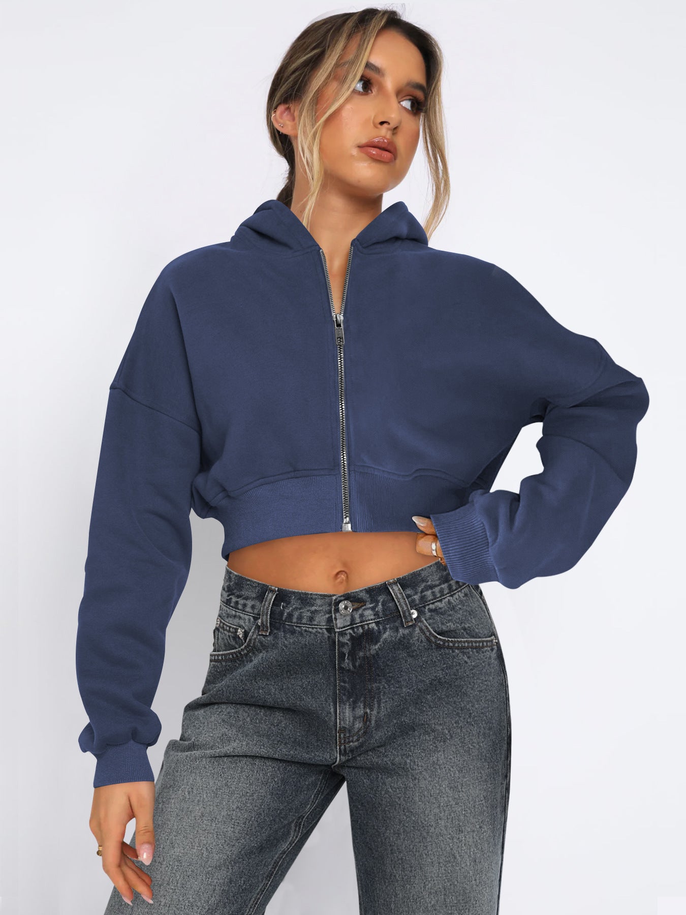 Long Sleeve Fleece Zipper Hoodie Jacket