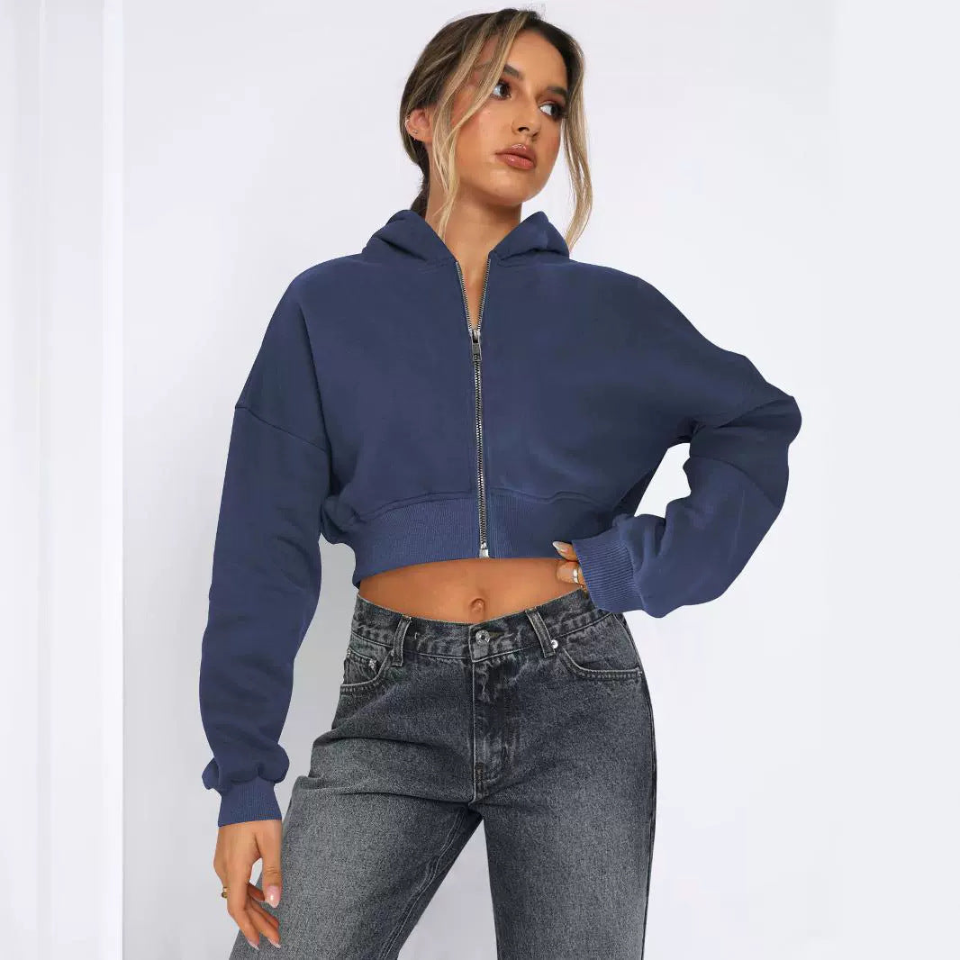 Long Sleeve Fleece Zipper Hoodie Jacket