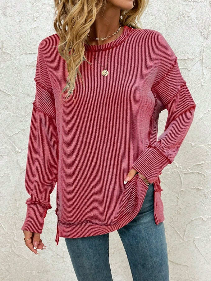 Twist Strip Split Long Sleeve Sweatshirt