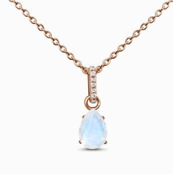 Silver Water Drop Moonstone Necklace