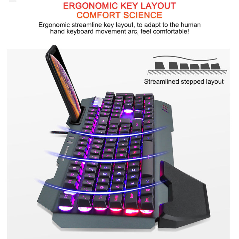 Ergonomic Wired Gaming Keyboard RGB