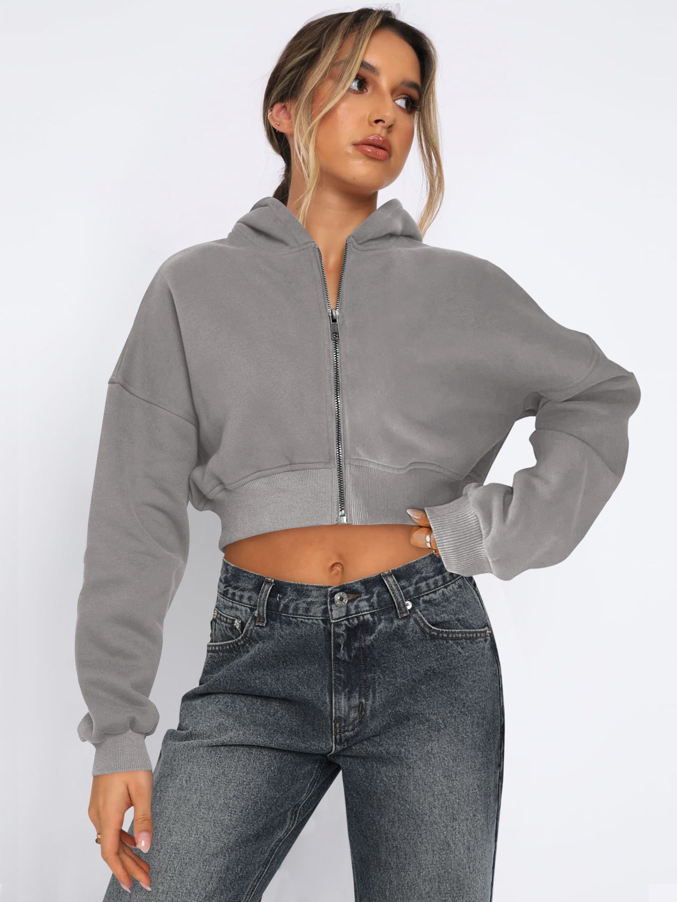 Long Sleeve Fleece Zipper Hoodie Jacket