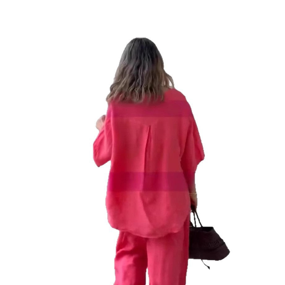 Solid Color Cotton Linen Casual Pants