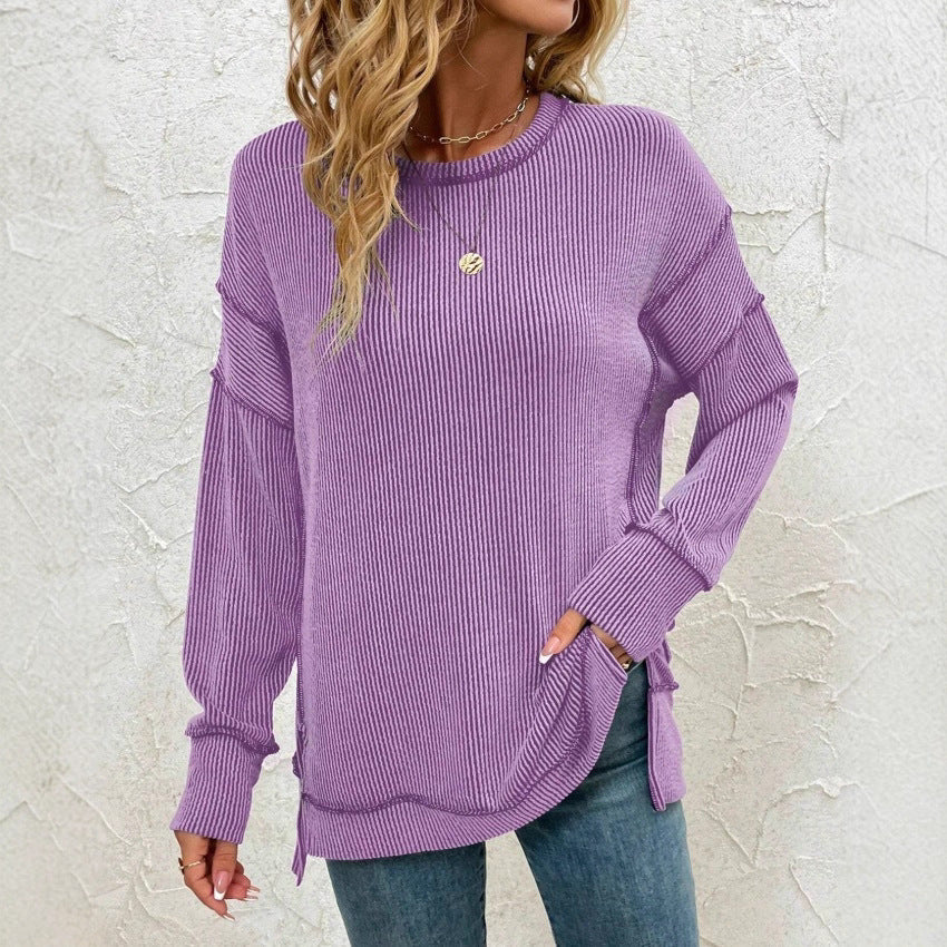 Twist Strip Split Long Sleeve Sweatshirt