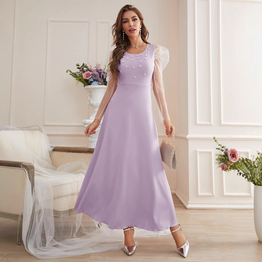 Fashion Elegant Mesh Sleeves Dress for Women