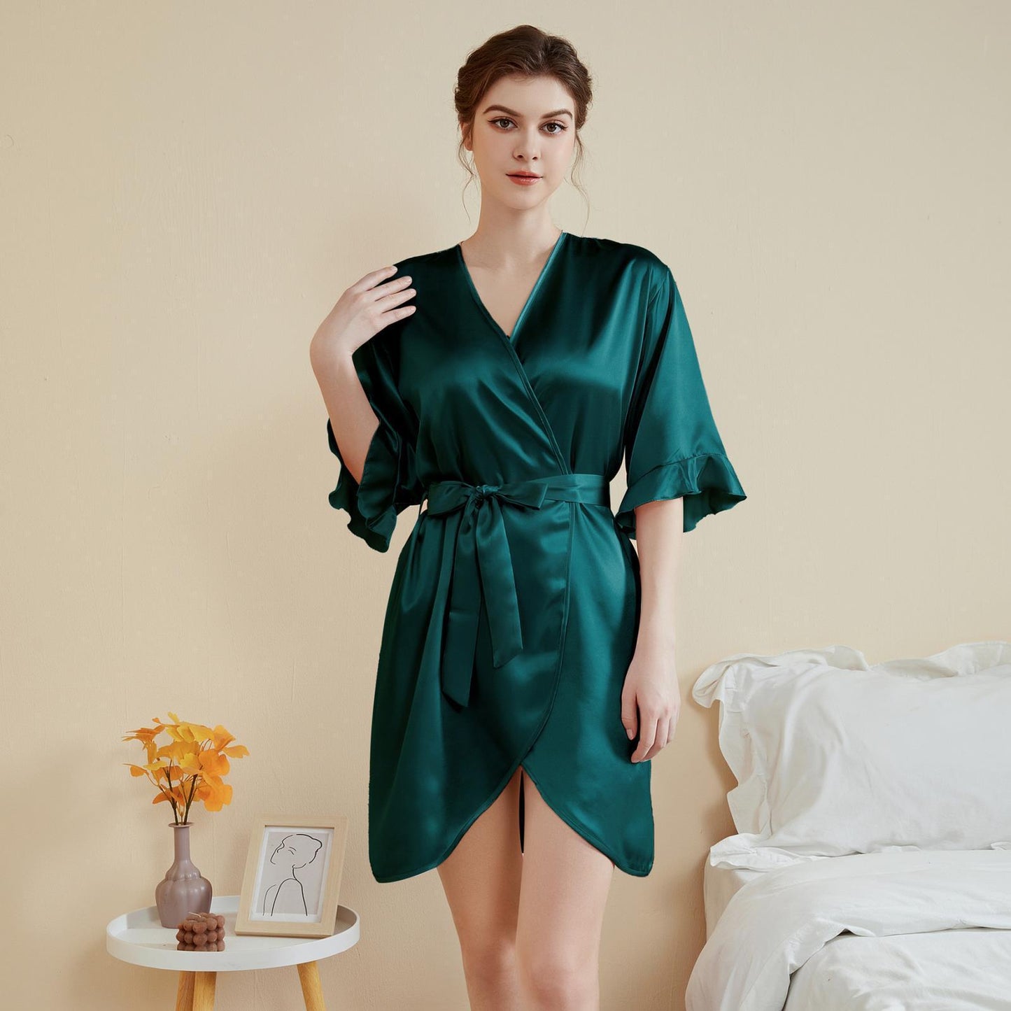 Ruffle Sleeve Cool Short Nightgown Bathrobe