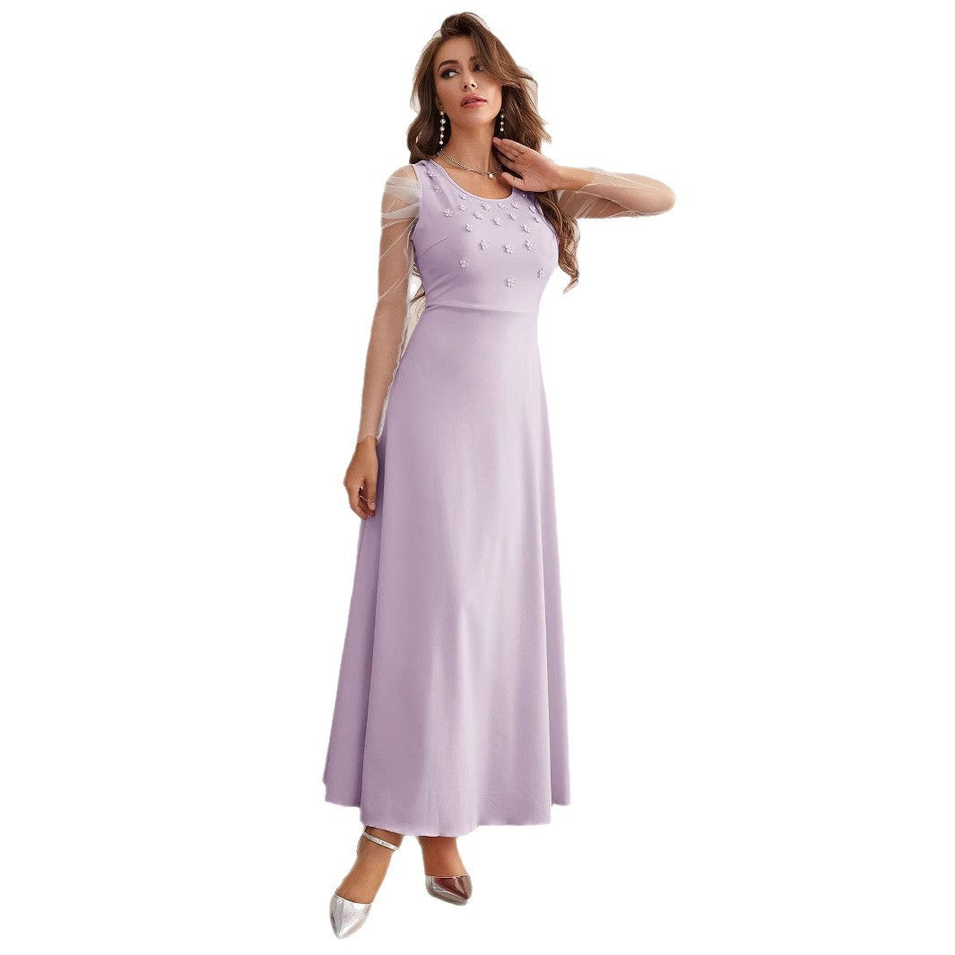 Fashion Elegant Mesh Sleeves Dress for Women