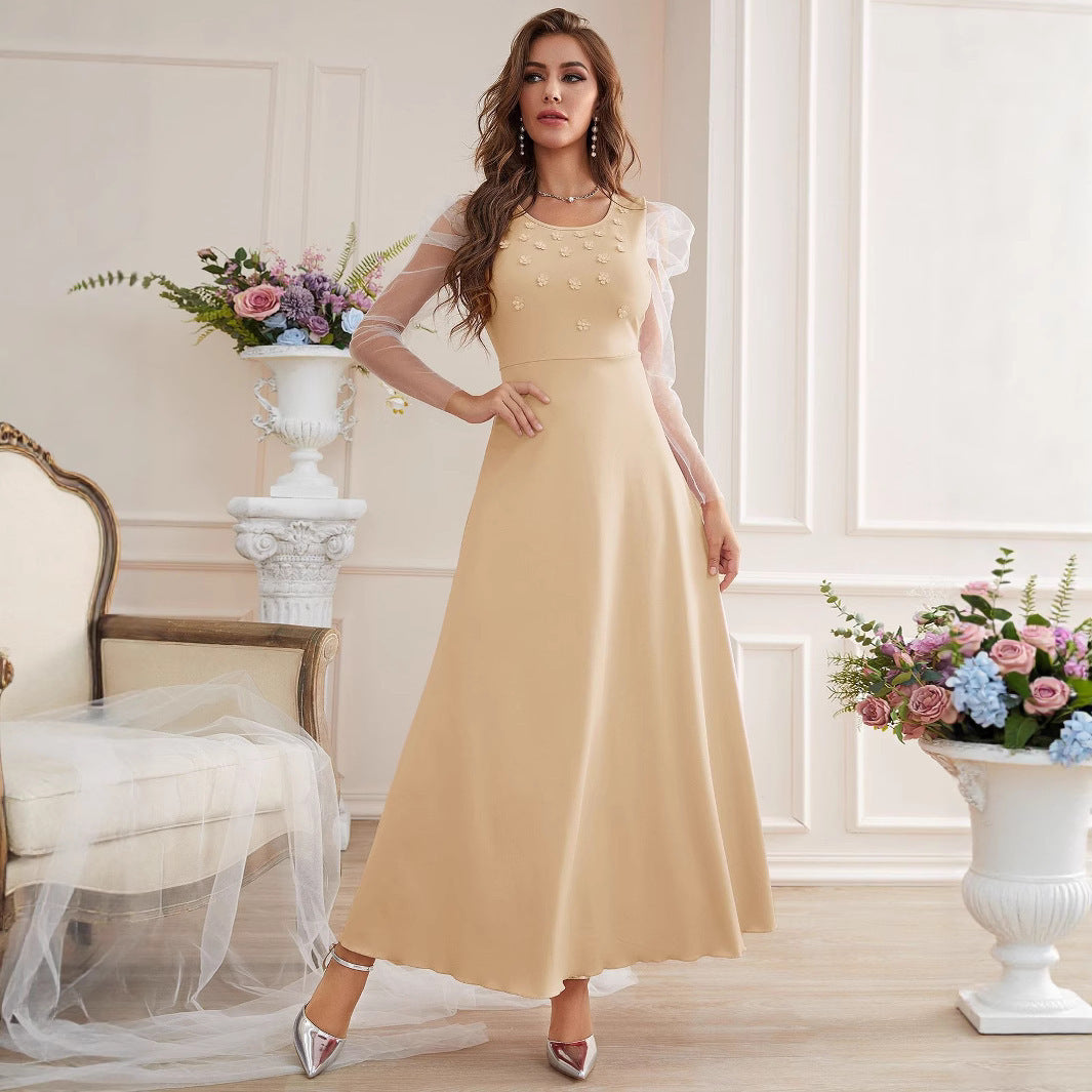 Fashion Elegant Mesh Sleeves Dress for Women