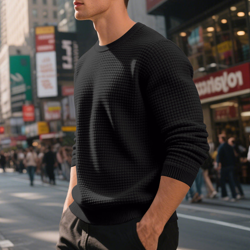 Loose Simple Sports Jacquard Sweater