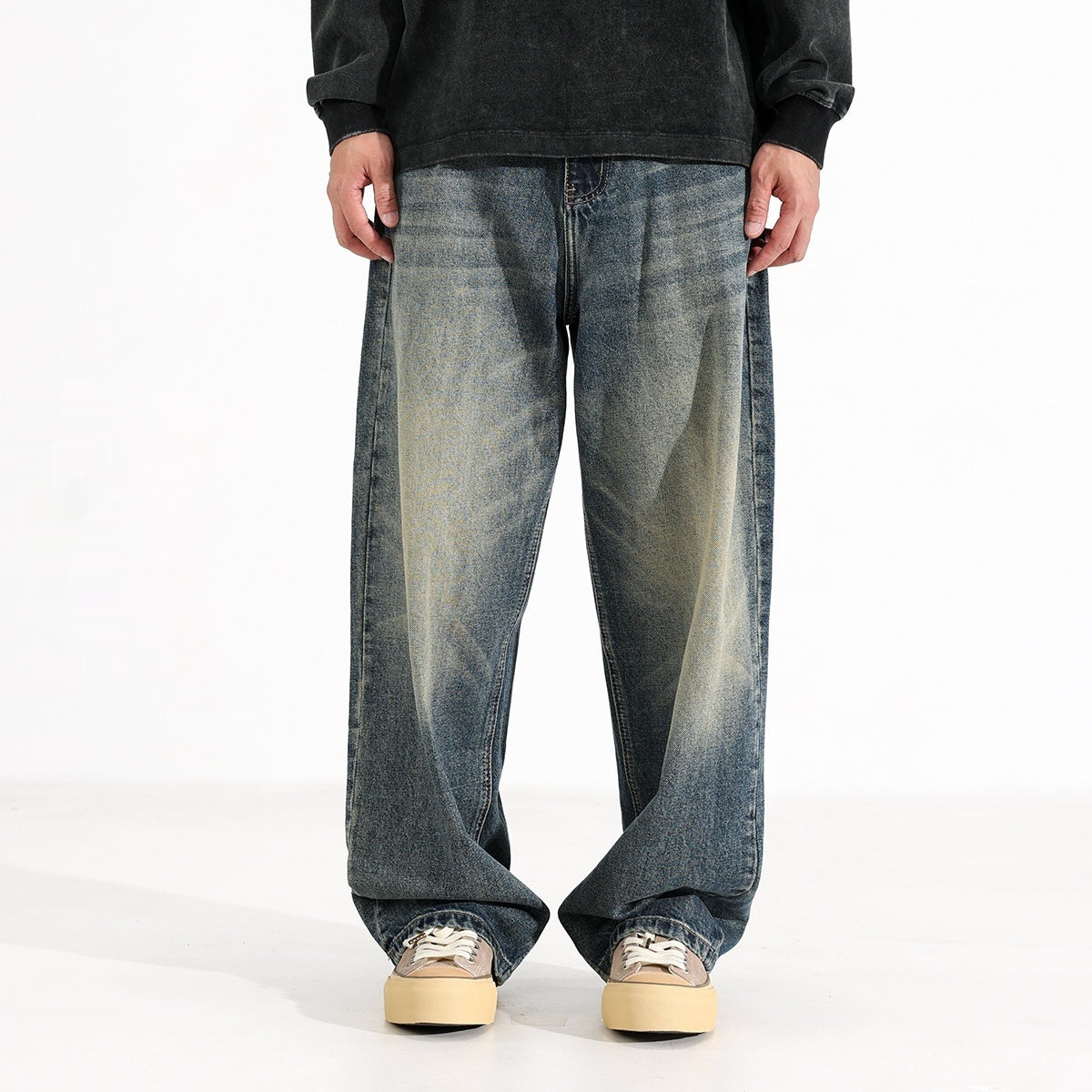 American Retro Wide Leg Jeans Men