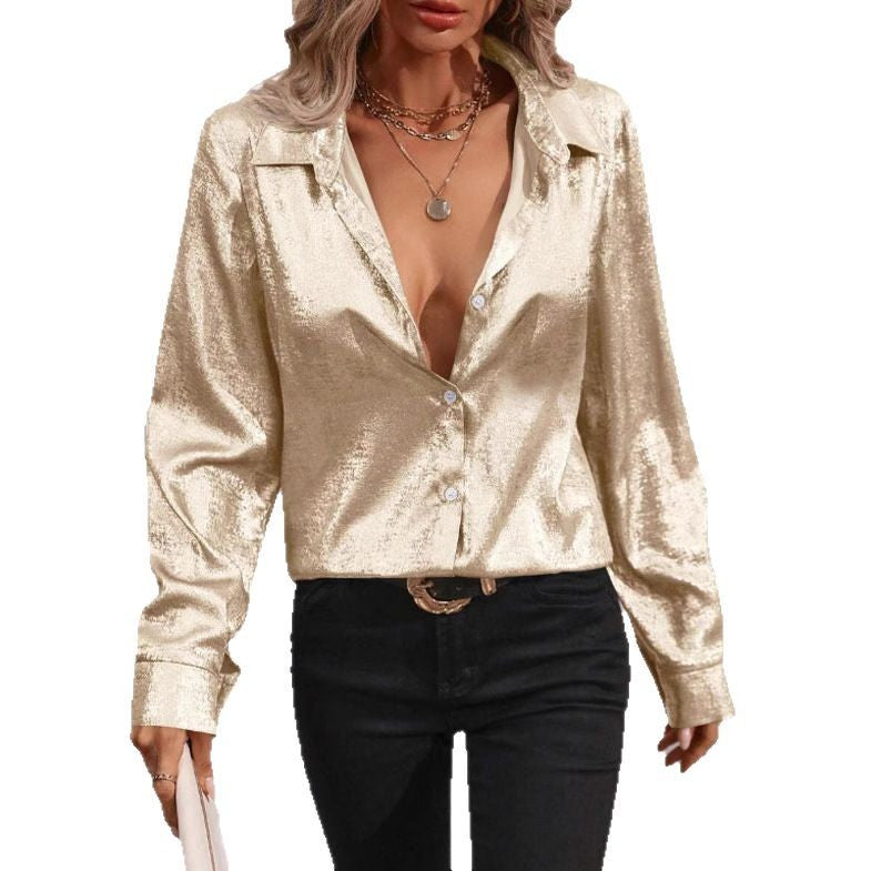 Solid Color Loose Long Sleeve Shirt
