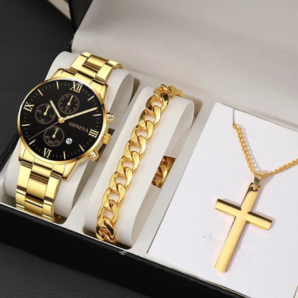 Men's Business Fashion Steel Watch Set