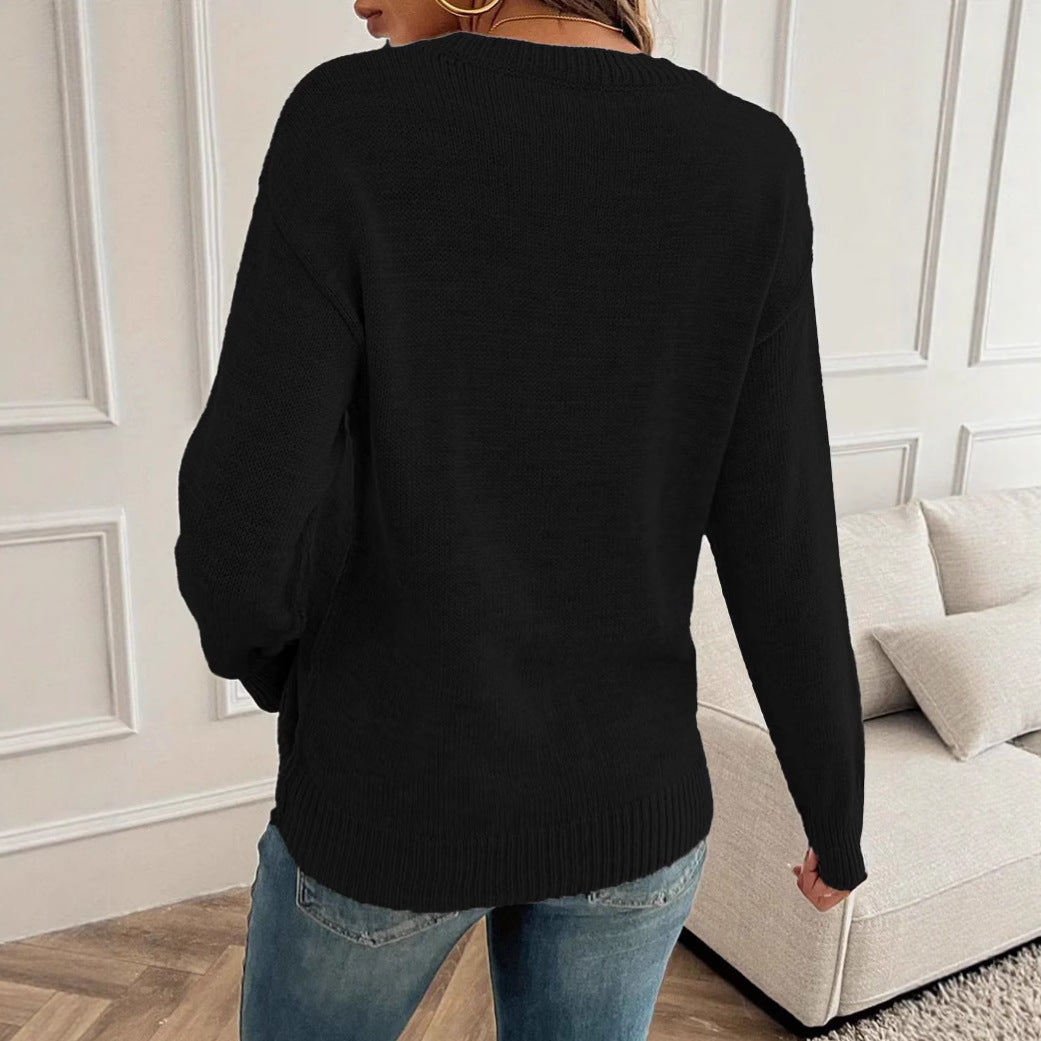 Casual Loose Round Neck Knit Sweater