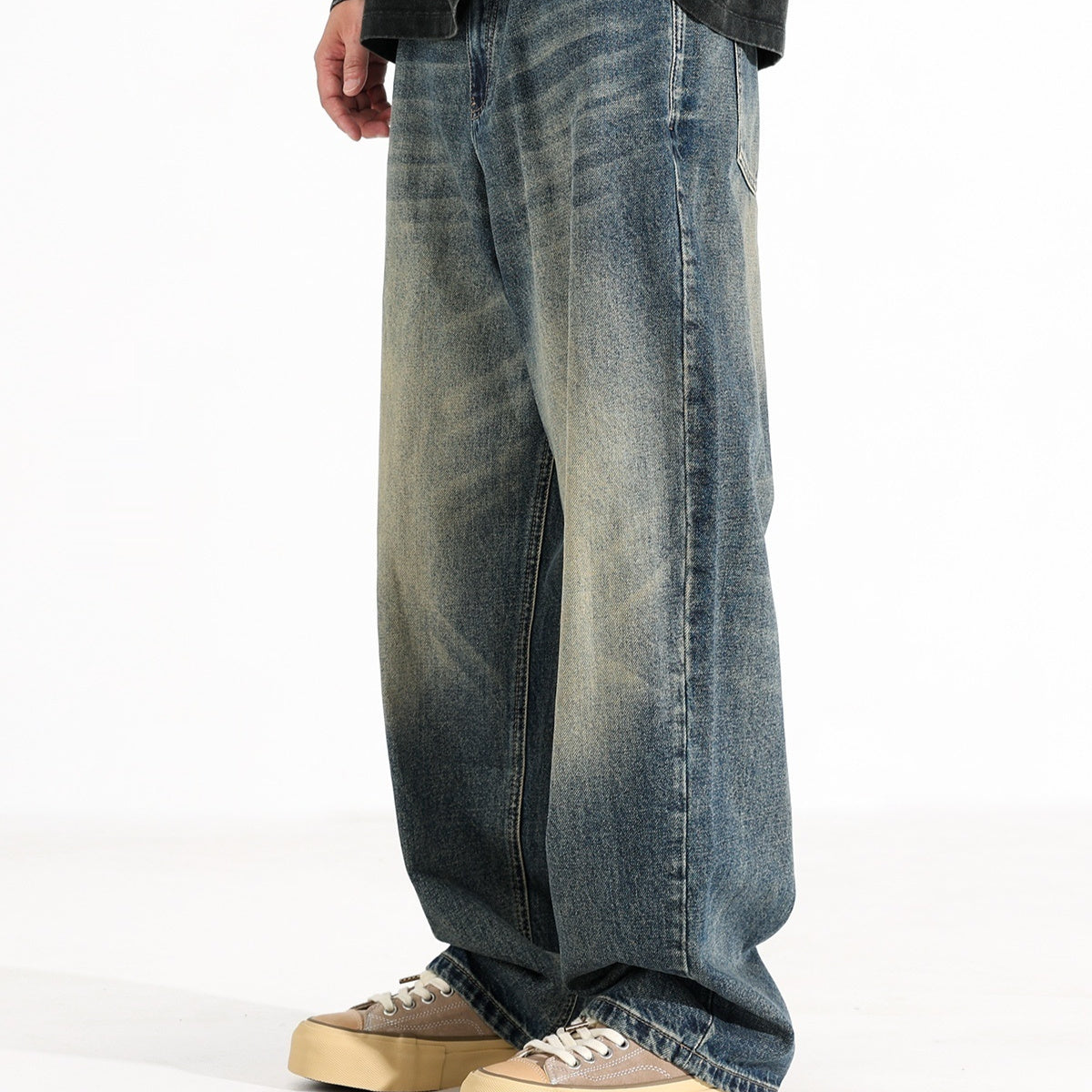 American Retro Wide Leg Jeans Men