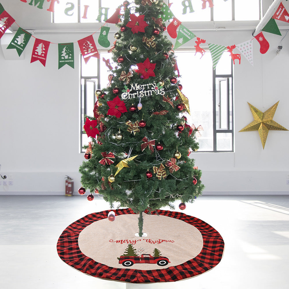 Linen Tree Skirt Car Christmas Decor