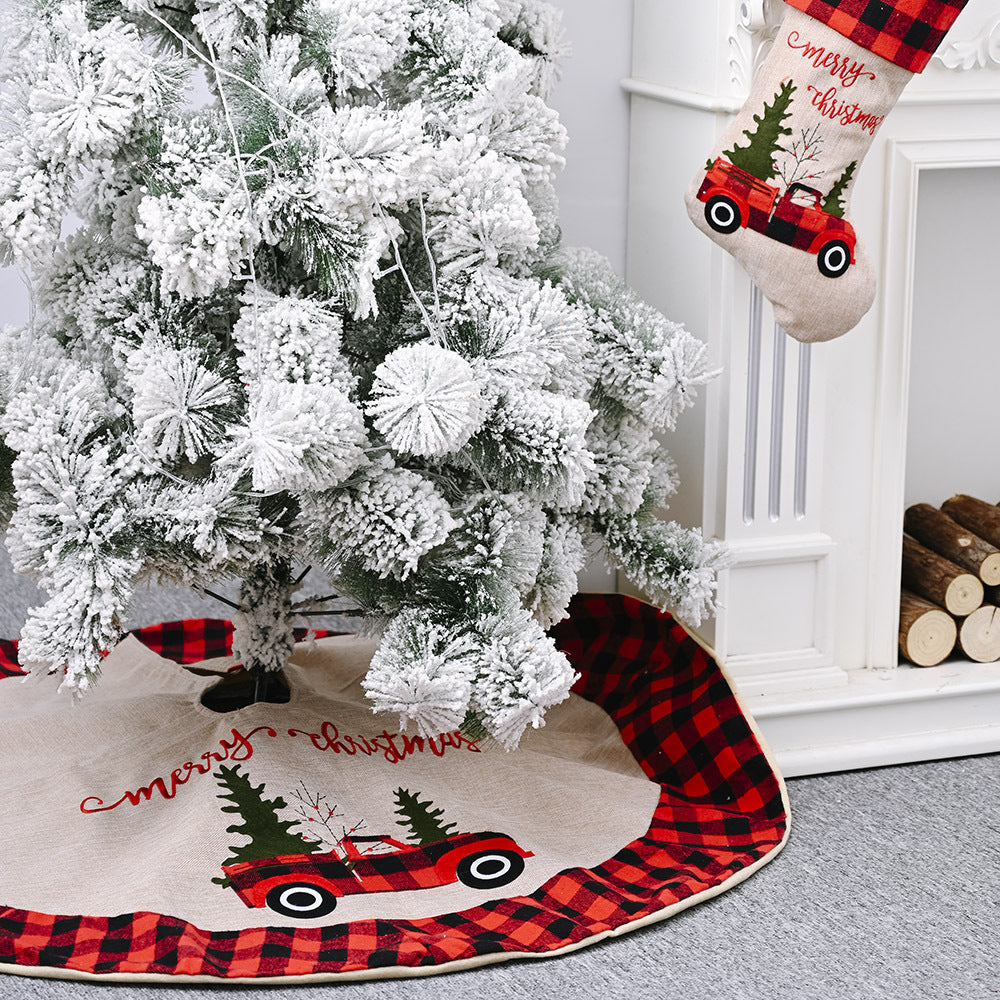 Linen Tree Skirt Car Christmas Decor