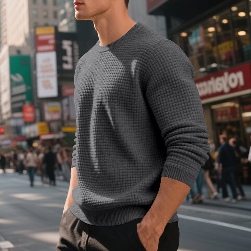Loose Simple Sports Jacquard Sweater