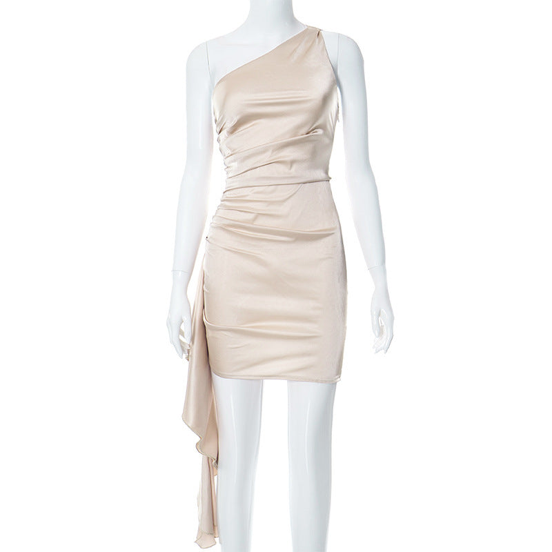 One-Shoulder Sleeveless Mini Dress