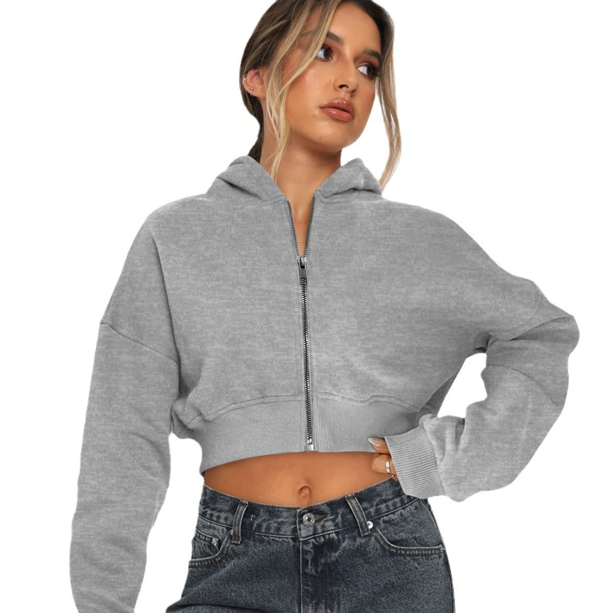 Long Sleeve Fleece Zipper Hoodie Jacket