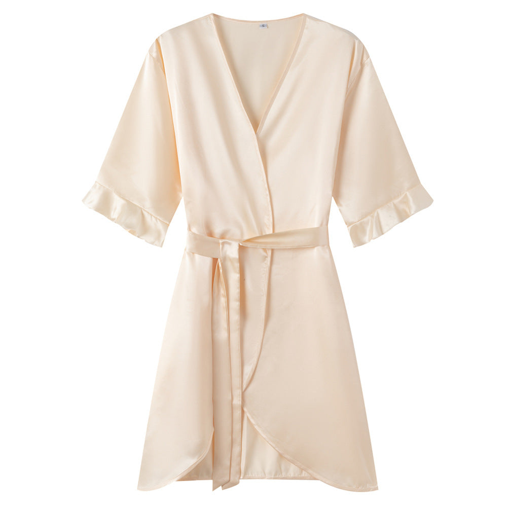 Ruffle Sleeve Cool Short Nightgown Bathrobe