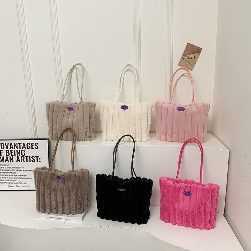 Autumn Winter Plush Casual Large Totes