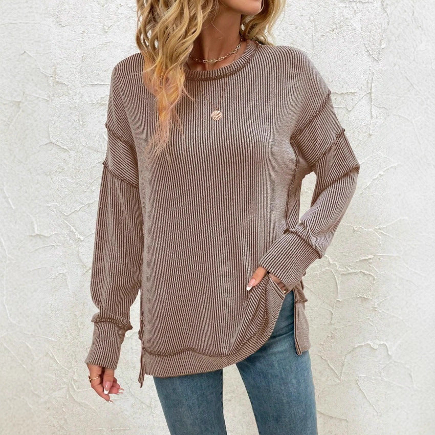 Twist Strip Split Long Sleeve Sweatshirt