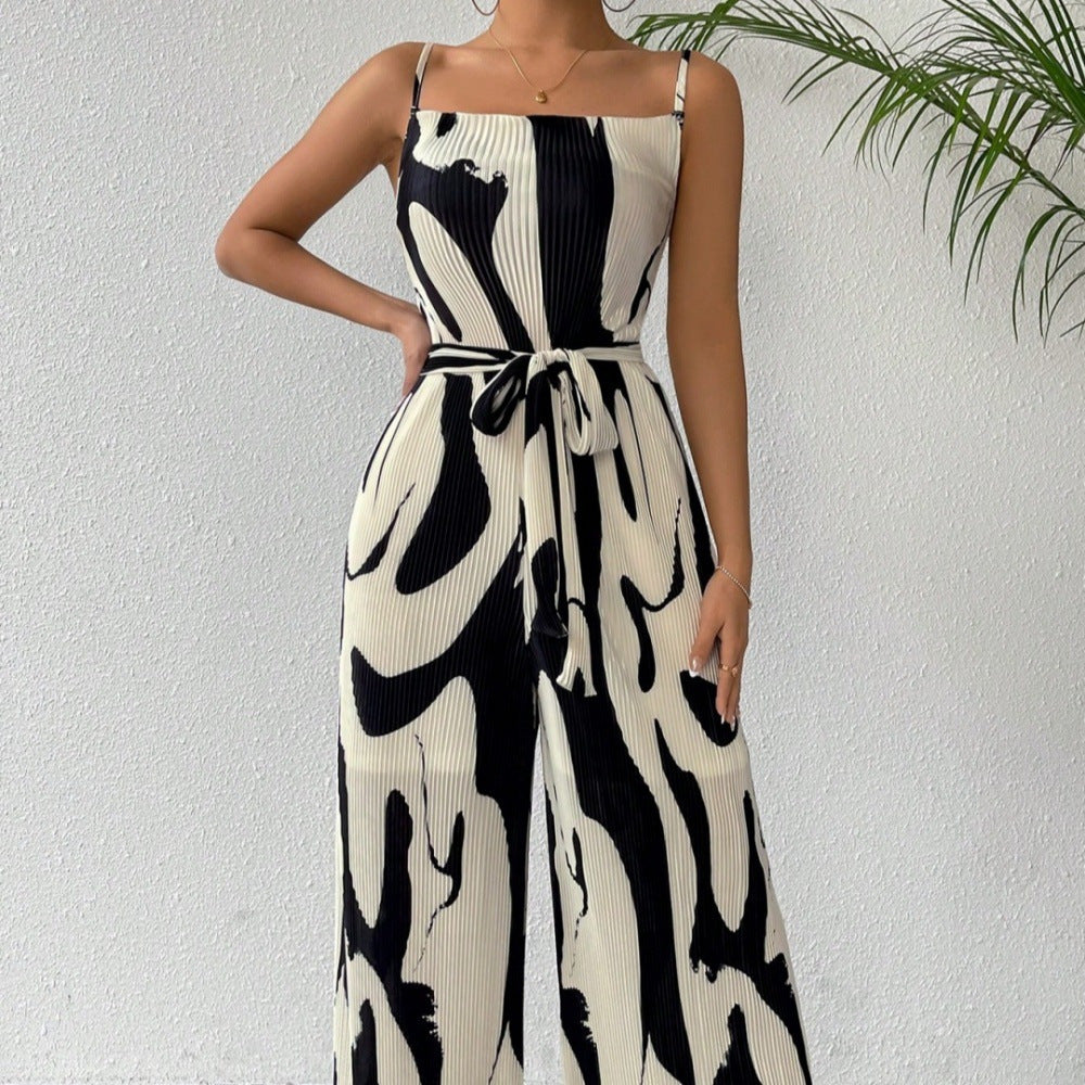 Printed Loose Women's Sleeveless Jumpsuit