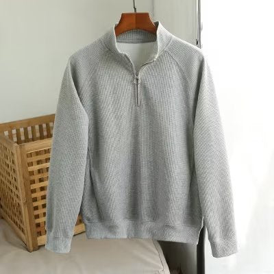 Solid Color Polo Shirt Men’s Waffle
