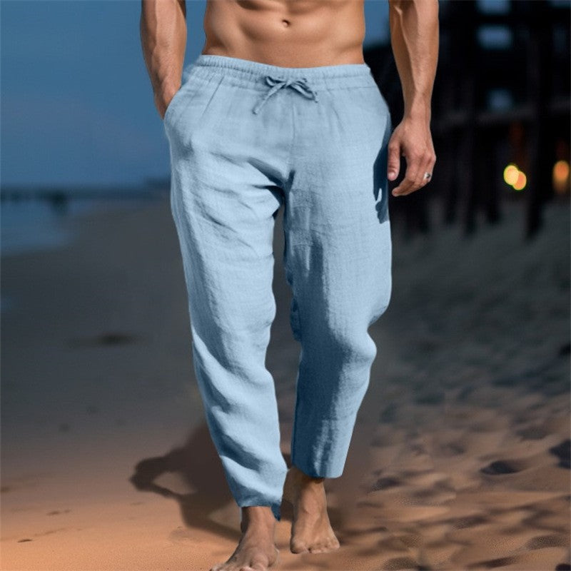 New Men's Solid Color Cotton Pants