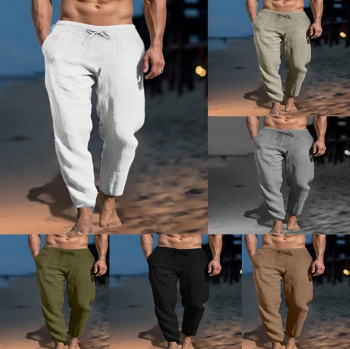 New Men's Solid Color Cotton Pants