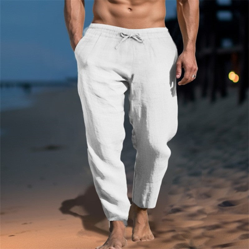 New Men's Solid Color Cotton Pants