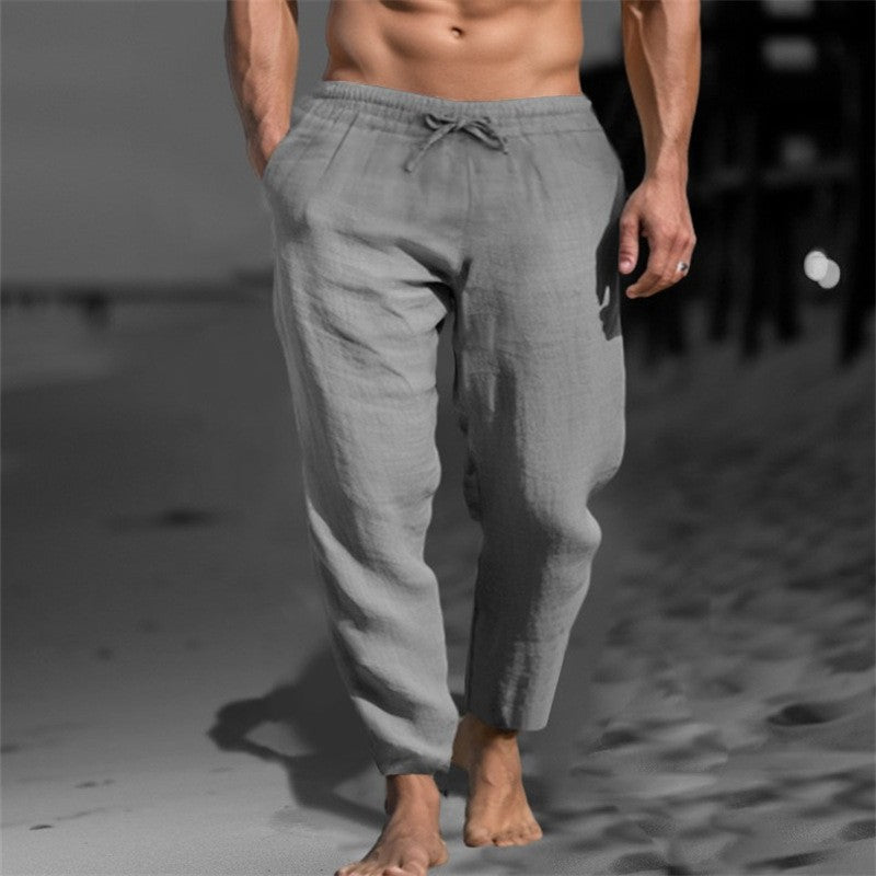 New Men's Solid Color Cotton Pants