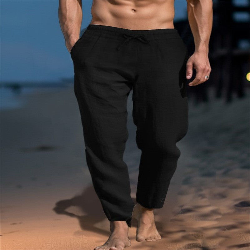 New Men's Solid Color Cotton Pants