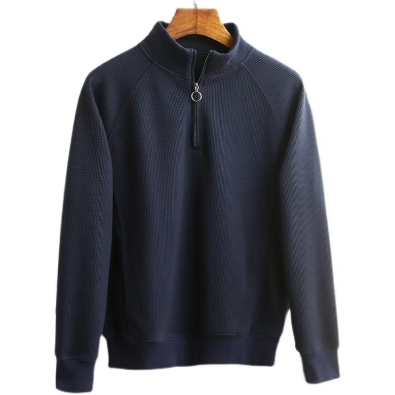 Solid Color Polo Shirt Men’s Waffle