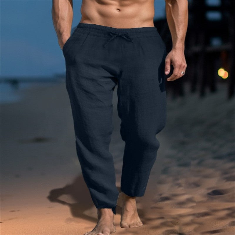 New Men's Solid Color Cotton Pants
