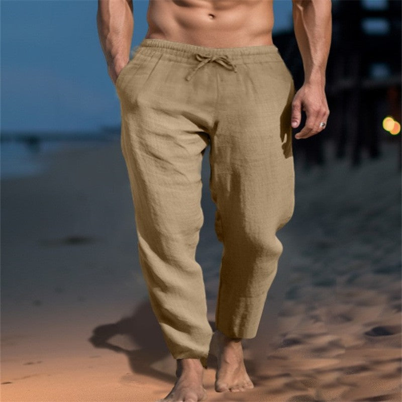 New Men's Solid Color Cotton Pants