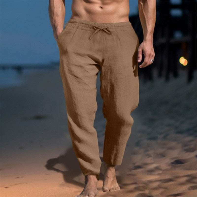 New Men's Solid Color Cotton Pants