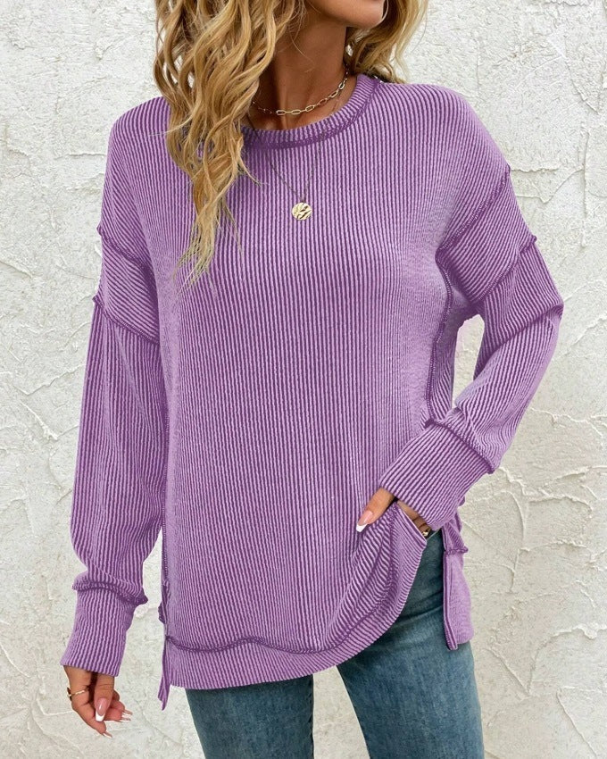 Twist Strip Split Long Sleeve Sweatshirt