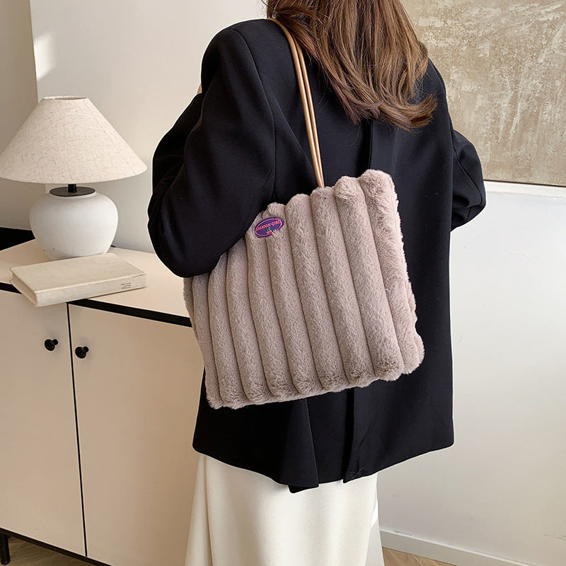 Autumn Winter Plush Casual Large Totes