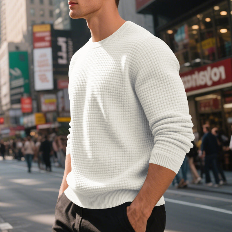 Loose Simple Sports Jacquard Sweater