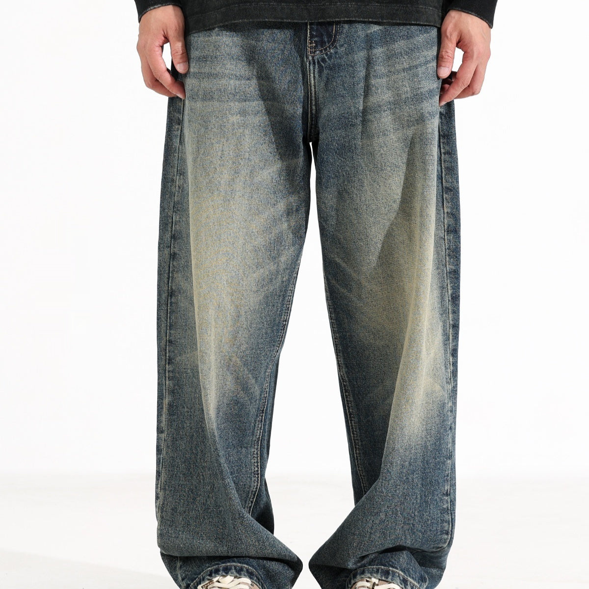American Retro Wide Leg Jeans Men