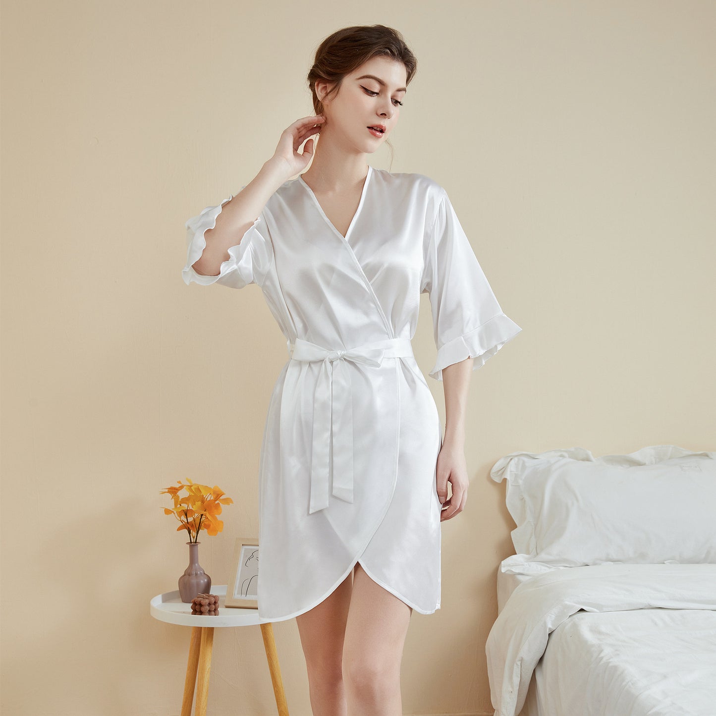 Ruffle Sleeve Cool Short Nightgown Bathrobe