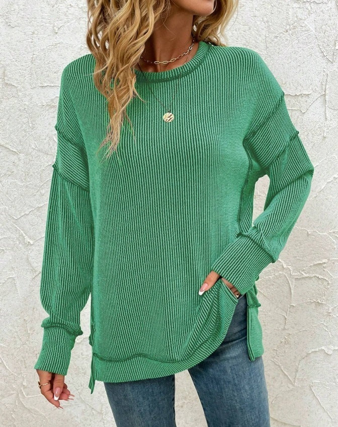 Twist Strip Split Long Sleeve Sweatshirt