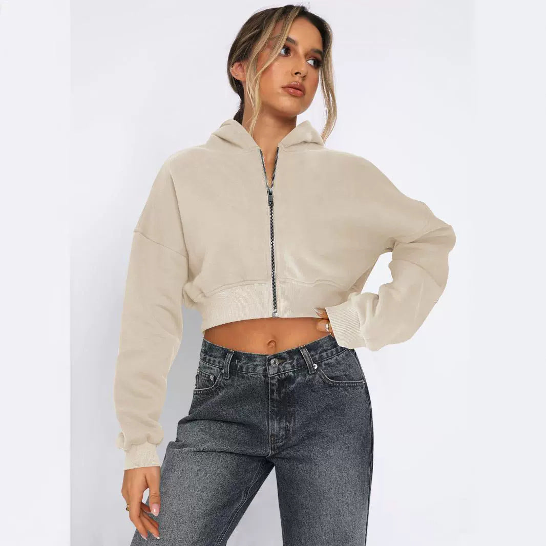 Long Sleeve Fleece Zipper Hoodie Jacket