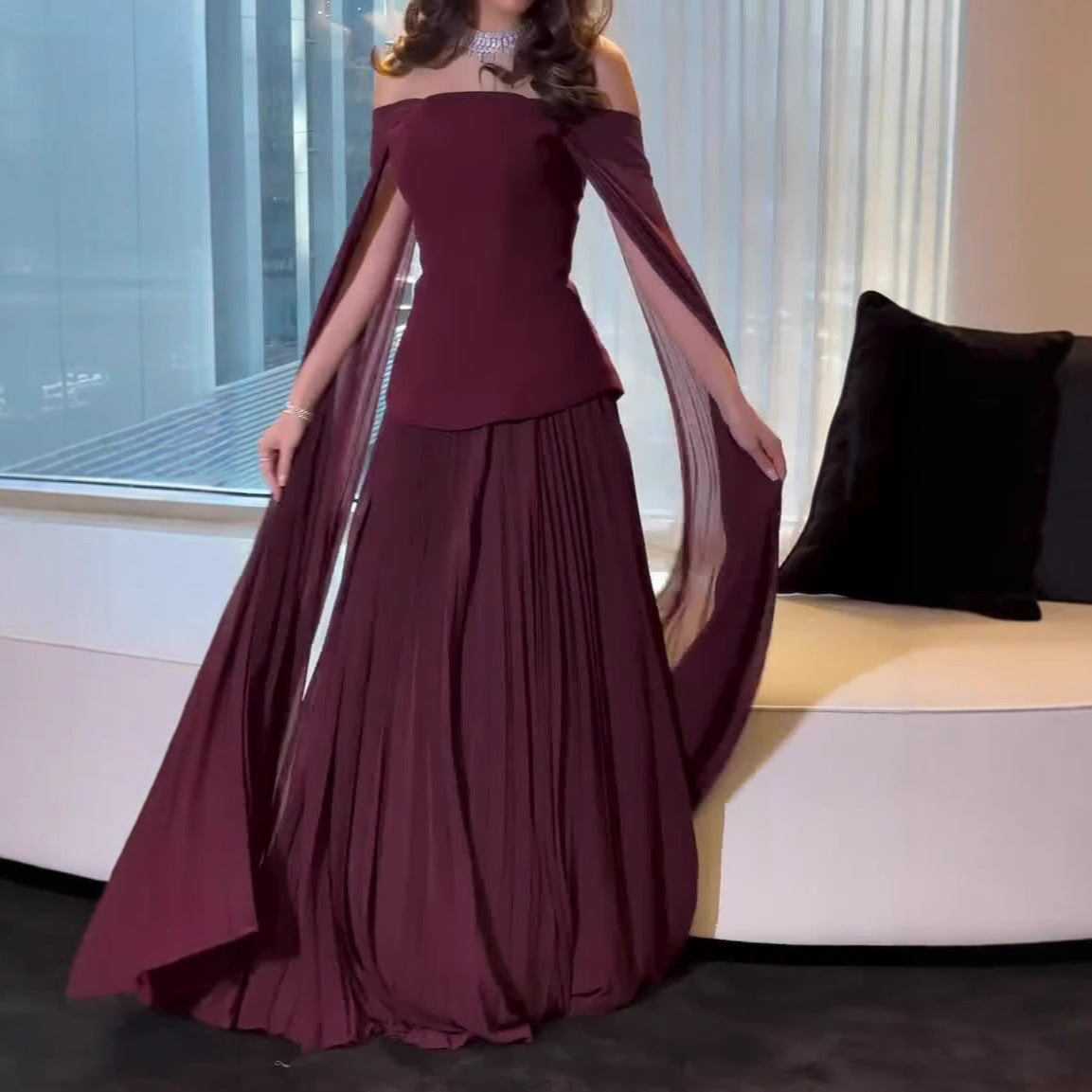 Women's Off-shoulder Mesh Elegant Dress
