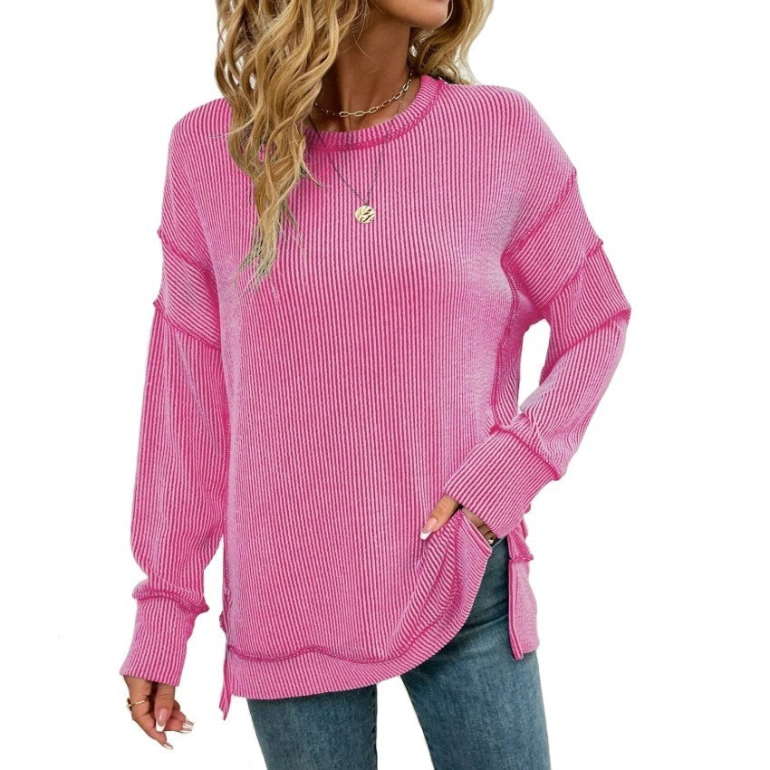 Twist Strip Split Long Sleeve Sweatshirt