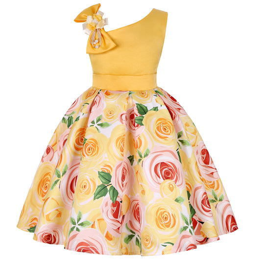 Girls' Princess Digital Print Dresses