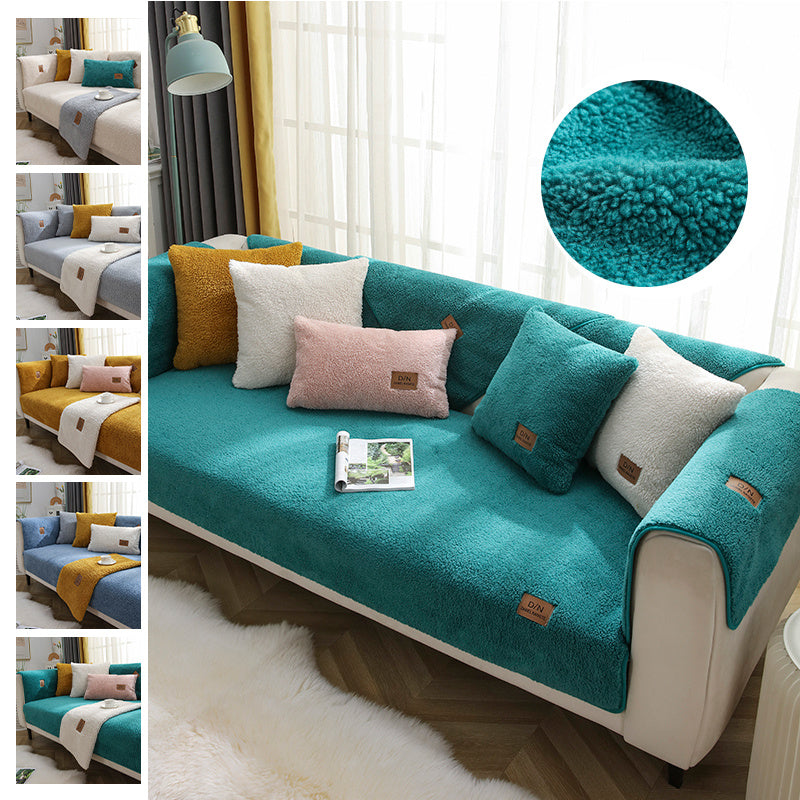 Modern Solid Color Lamb Wool Sofa Cover
