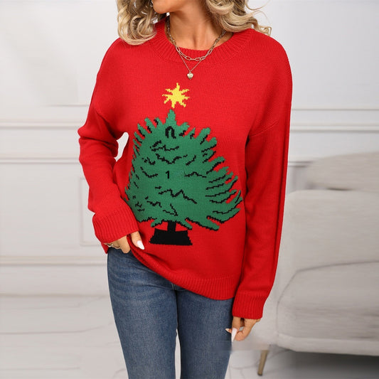 European American Style Women Red Sweater