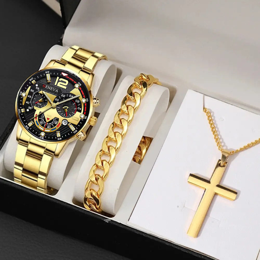 Men's Business Fashion Steel Watch Set